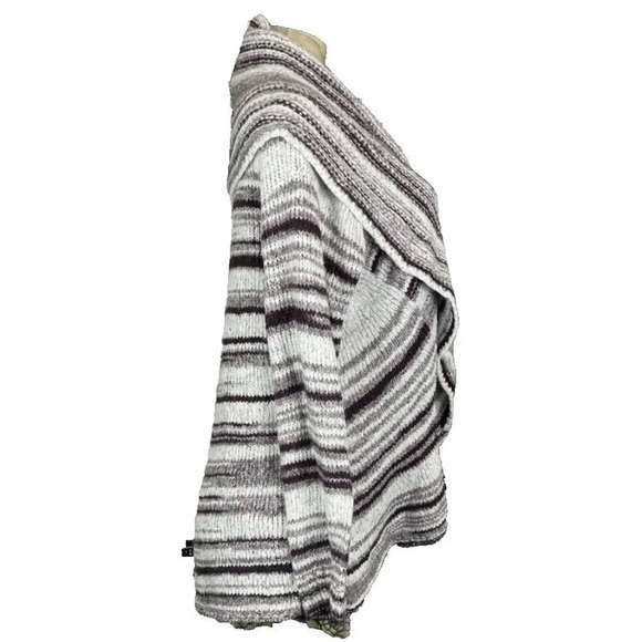 Style& Co. L Cream-Rhone Striped Open Front Shawl Collar Long Sleeve Sweater - Picture 5 of 6
